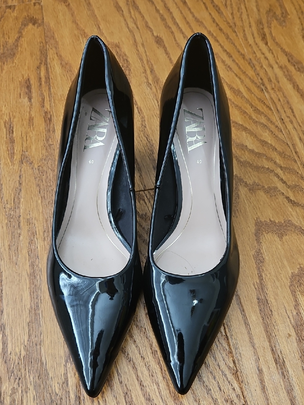 Zara patent leather block heel Shoes Sz 40 - Picture 2 of 7